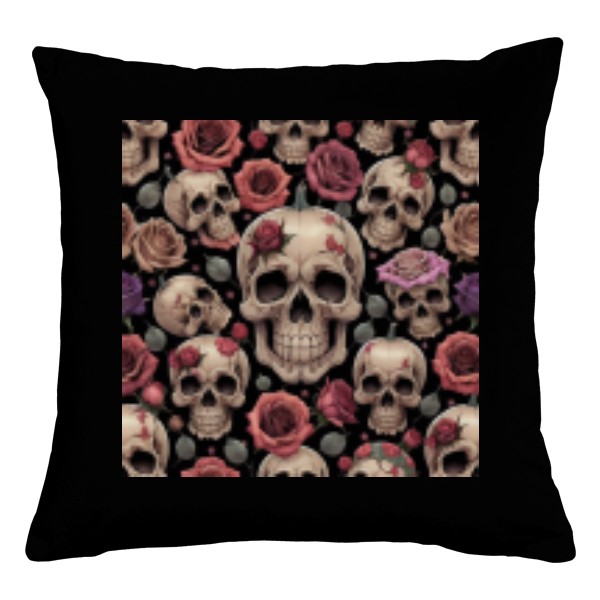 Polštář bavlněný  s potiskem lebky kam se podíváš
